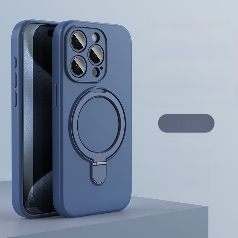 Husă de telefon pentru iPhone 14 Pro Max cu suport magnetic, silicon lichid, rezistentă la cădere, antiamprente