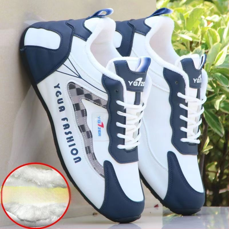 Pantofi sport de iarnă casual, partea superioară din piele microfibră, căptușeală fleece, talpă din cauciuc, închidere cu șiret, înălțime toc 3-5 cm