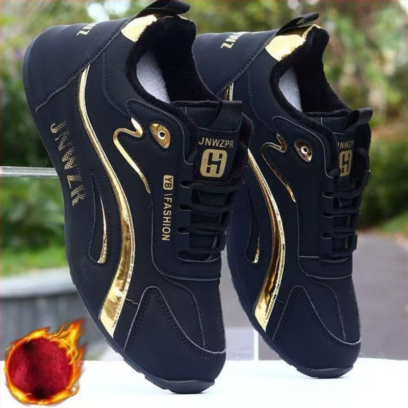 Pantofi sport de iarnă casual, partea superioară din piele microfibră, căptușeală fleece, talpă din cauciuc, închidere cu șiret, înălțime toc 3-5 cm