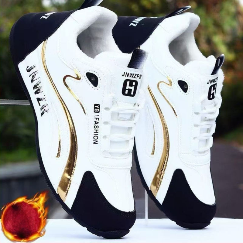 Pantofi sport de iarnă casual, partea superioară din piele microfibră, căptușeală fleece, talpă din cauciuc, închidere cu șiret, înălțime toc 3-5 cm