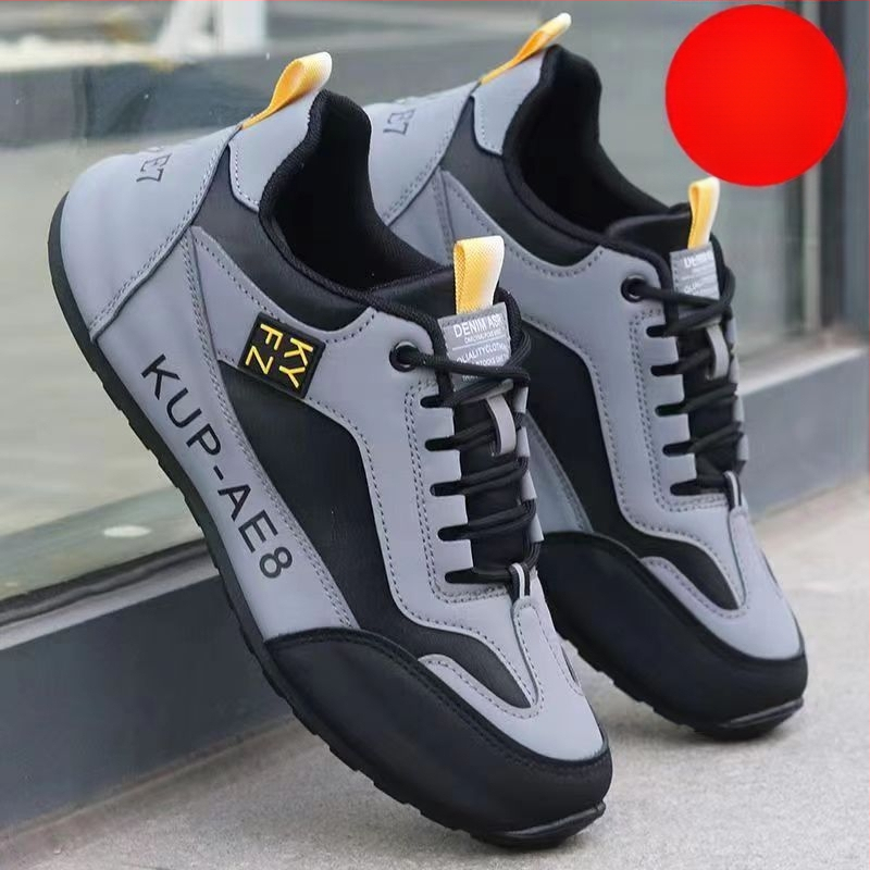 Pantofi sport de iarnă casual, partea superioară din piele microfibră, căptușeală fleece, talpă din cauciuc, închidere cu șiret, înălțime toc 3-5 cm