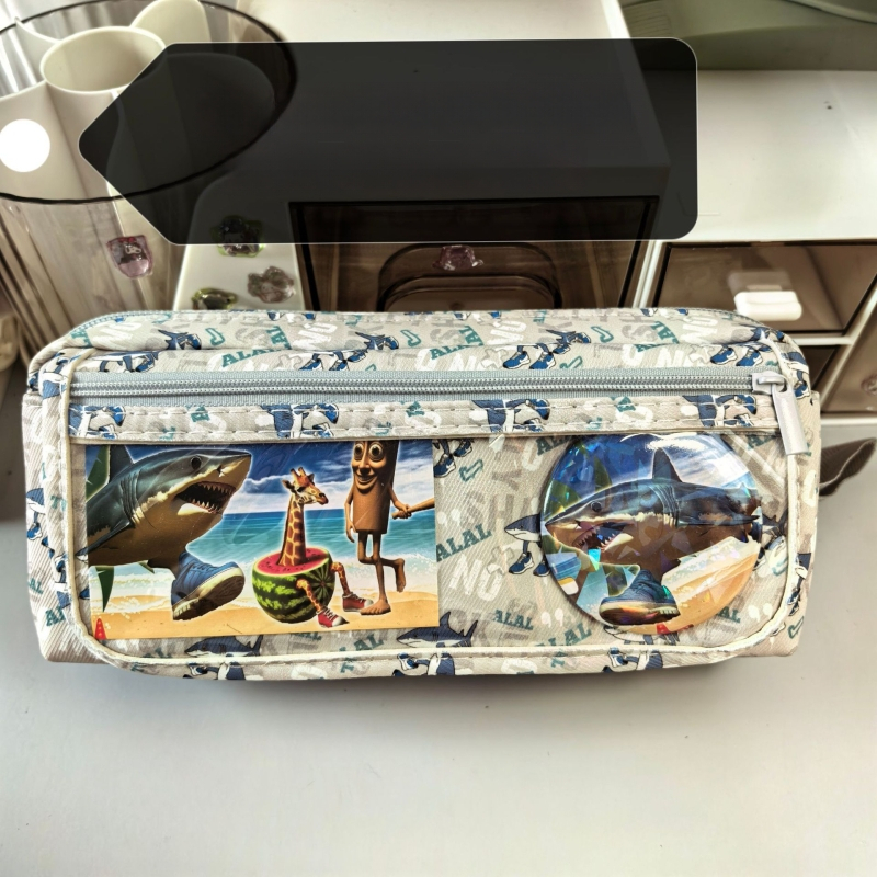 Labubu калъф за моливи с карикатурен принт, канвас, голям капацитет, корейска версия