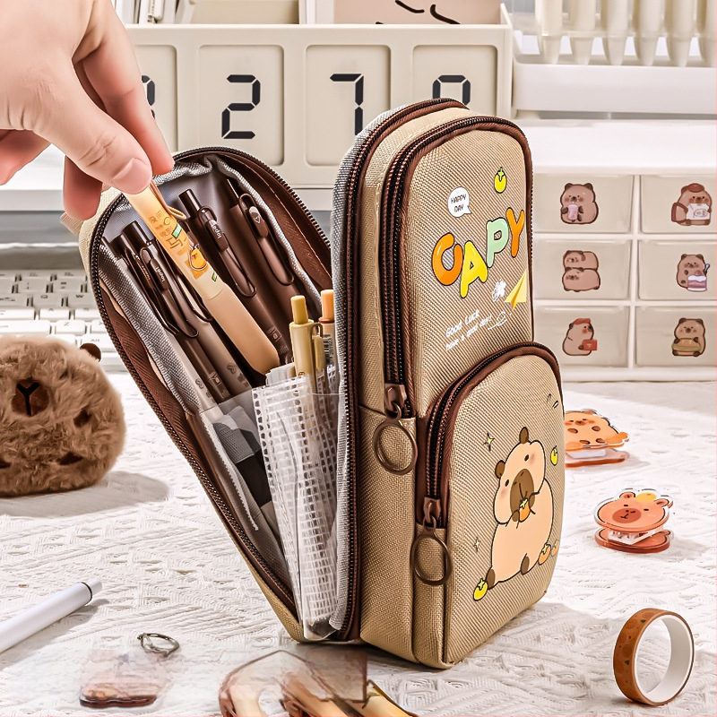 Kapibala несесер за моливи, голям капацитет, устойчив на петна, Oxford материал, за ученици от началното училище, с възможност за персонализиране