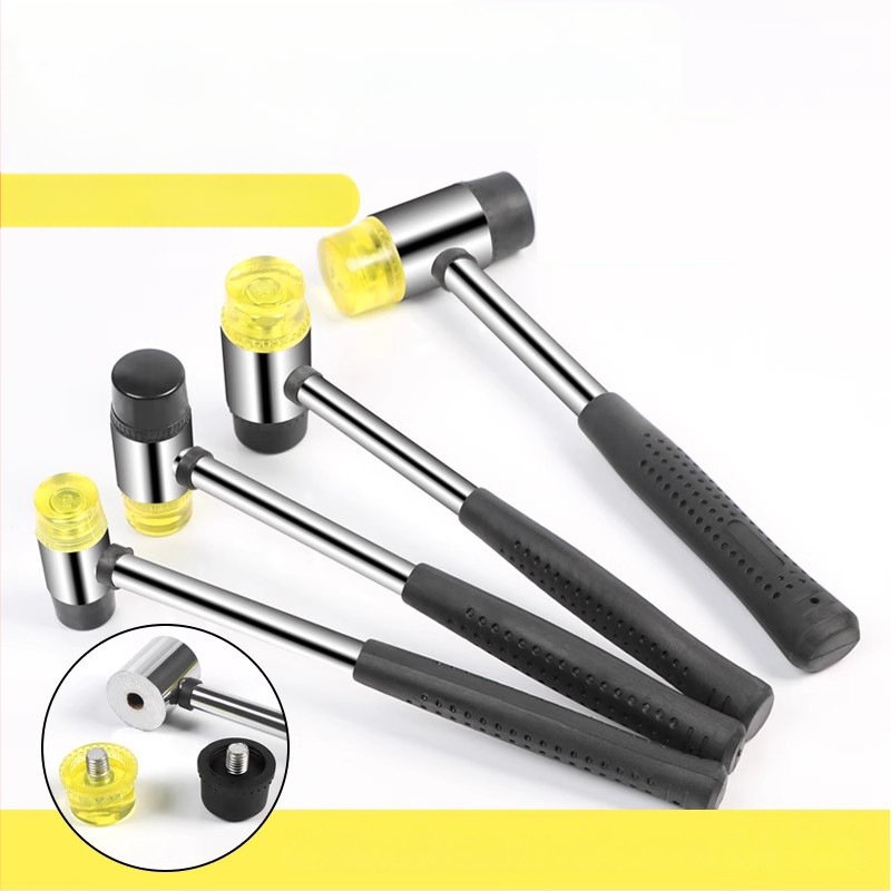 Монтажен чук с гумена глава и сваляща се двойна глава, стоманена дръжка (Марка: Golden eagle; Материал на главата: гума; Материал на дръжката: стомана; Нетно тегло: 1 кг; Спецификация: 25303540)