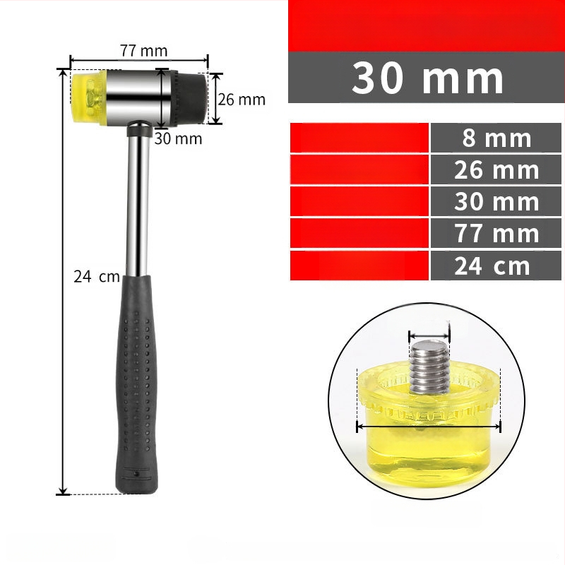 Монтажен чук с гумена глава и сваляща се двойна глава, стоманена дръжка (Марка: Golden eagle; Материал на главата: гума; Материал на дръжката: стомана; Нетно тегло: 1 кг; Спецификация: 25303540)