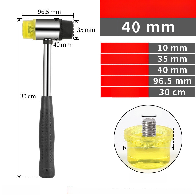 Монтажен чук с гумена глава и сваляща се двойна глава, стоманена дръжка (Марка: Golden eagle; Материал на главата: гума; Материал на дръжката: стомана; Нетно тегло: 1 кг; Спецификация: 25303540)
