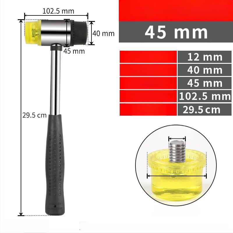 Монтажен чук с гумена глава и сваляща се двойна глава, стоманена дръжка (Марка: Golden eagle; Материал на главата: гума; Материал на дръжката: стомана; Нетно тегло: 1 кг; Спецификация: 25303540)