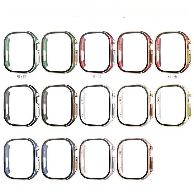 Three Thousand Episodes PC apsauginė dėžutė Apple iWatch Ultra su elektroplate graviruotu dizainu ir grūdinto stiklo ekrano apsauga