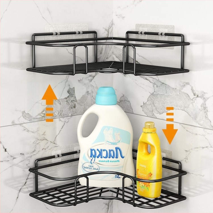 Raft de colț triunghiular pentru baie - fier, finisaj vopsire la cuptor, un singur nivel, capacitate de încărcare: 5