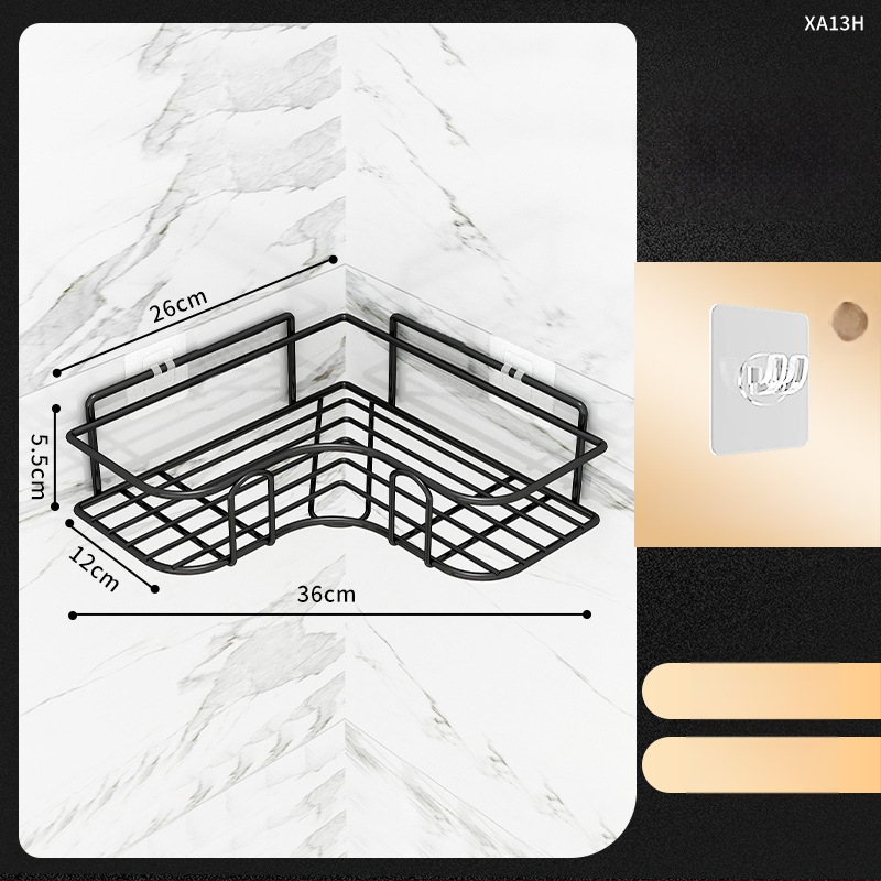 Raft de colț triunghiular pentru baie - fier, finisaj vopsire la cuptor, un singur nivel, capacitate de încărcare: 5