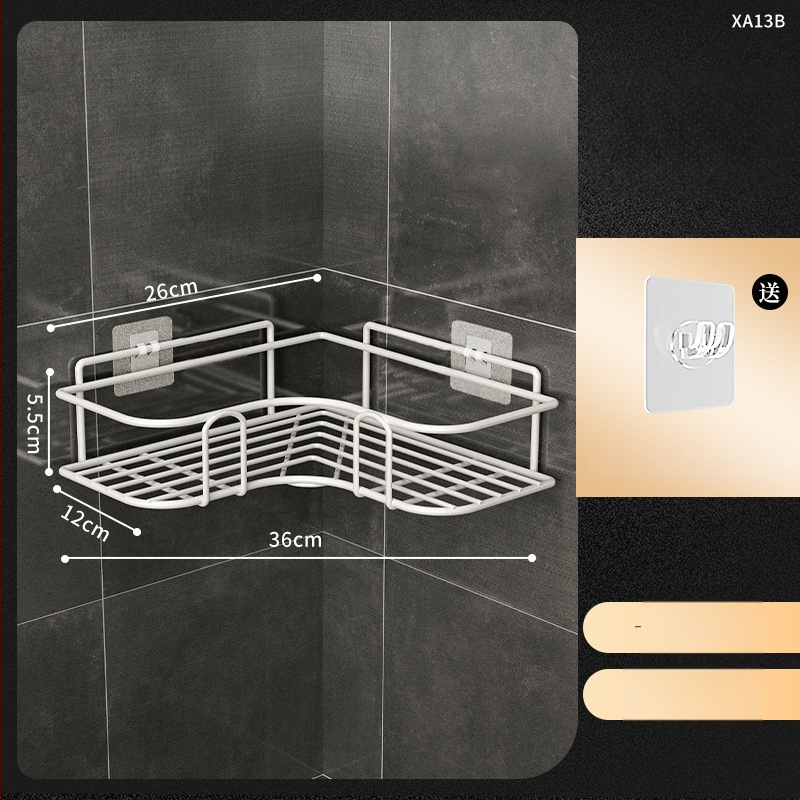 Raft de colț triunghiular pentru baie - fier, finisaj vopsire la cuptor, un singur nivel, capacitate de încărcare: 5