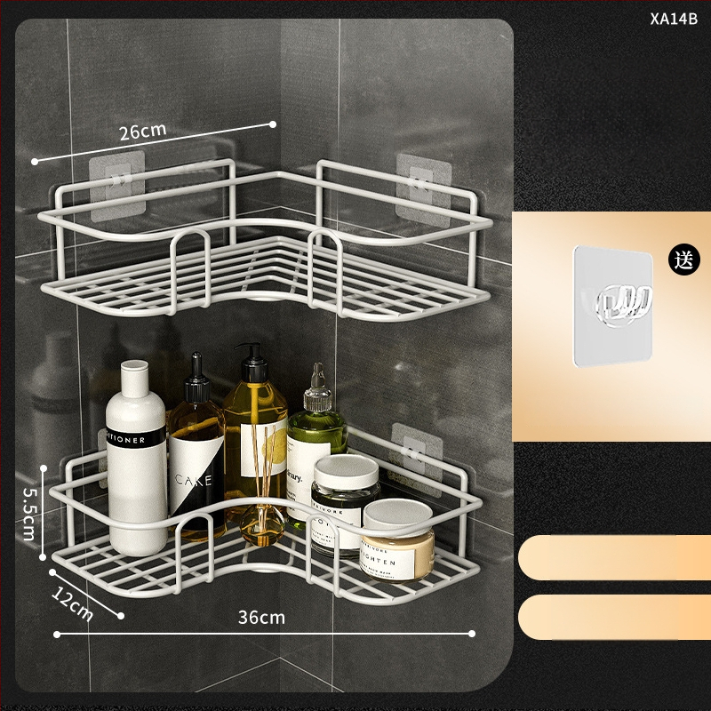 Raft de colț triunghiular pentru baie - fier, finisaj vopsire la cuptor, un singur nivel, capacitate de încărcare: 5