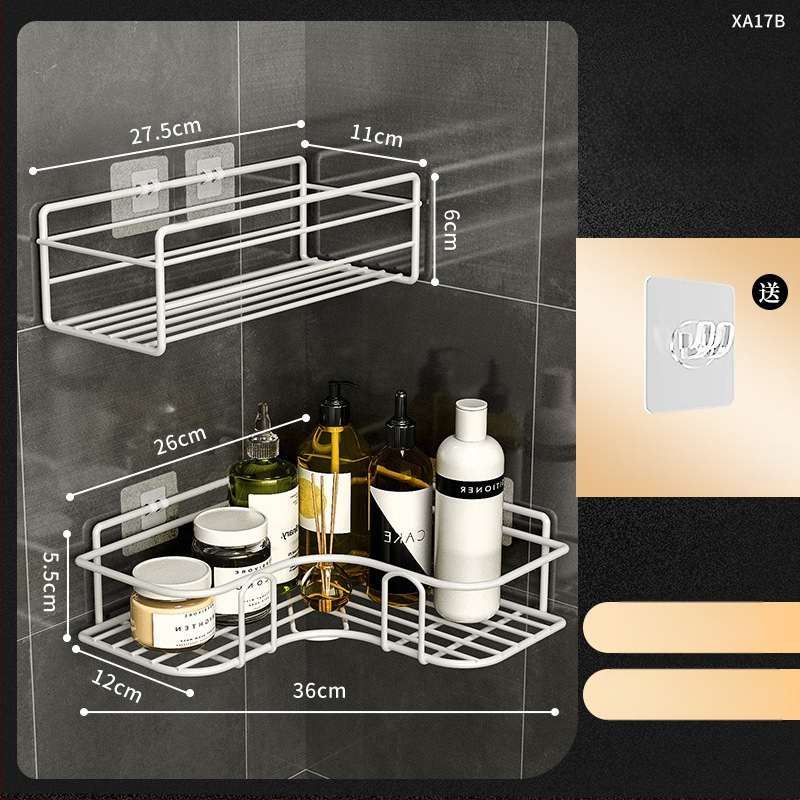 Raft de colț triunghiular pentru baie - fier, finisaj vopsire la cuptor, un singur nivel, capacitate de încărcare: 5