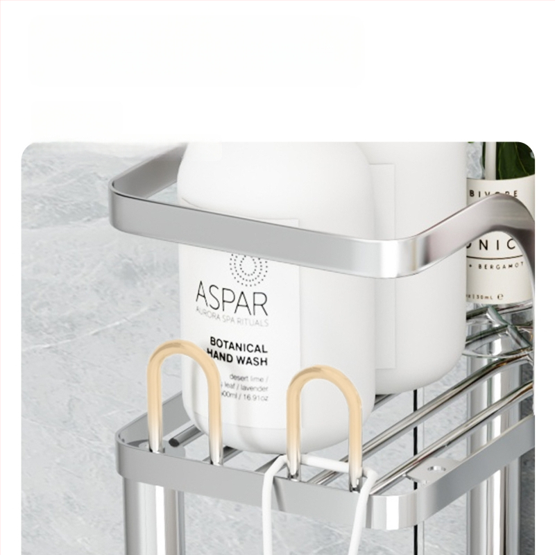 Wo cube Raft din oțel inoxidabil pentru colțul băii, raft triunghiular în picioare cu 2 etaje, design modern minimalist, capacitate de încărcare ridicată