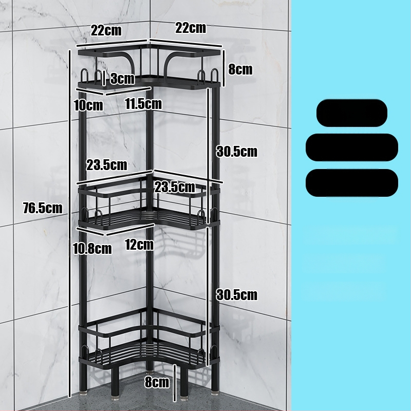 Wo cube Raft din oțel inoxidabil pentru colțul băii, raft triunghiular în picioare cu 2 etaje, design modern minimalist, capacitate de încărcare ridicată