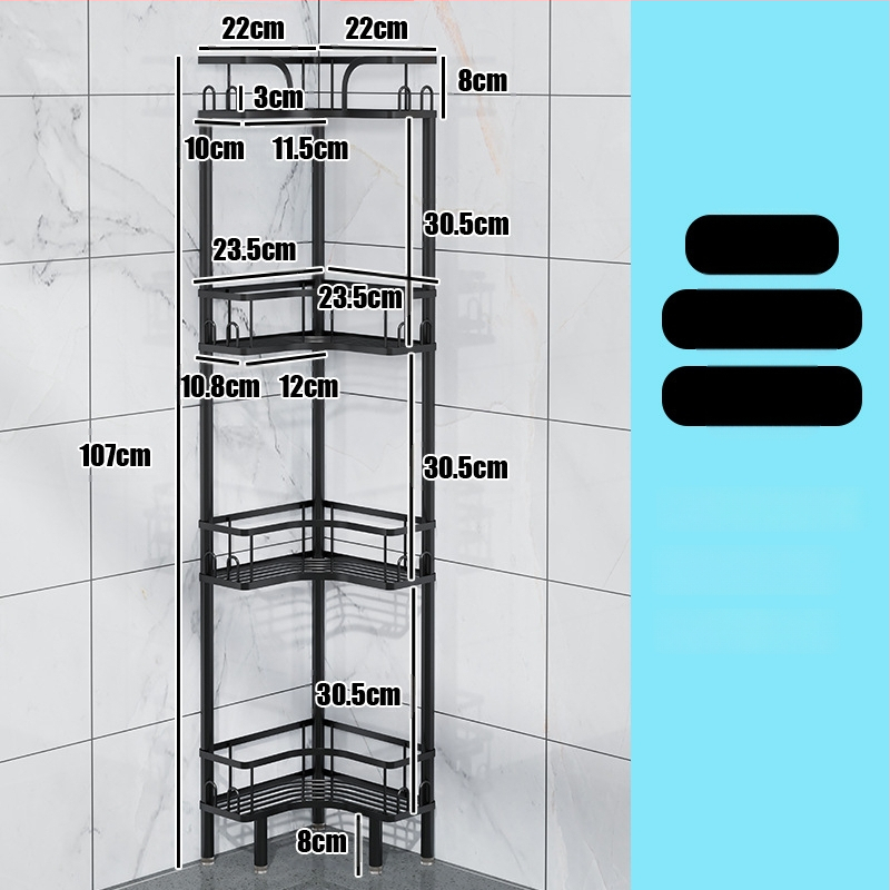 Wo cube Raft din oțel inoxidabil pentru colțul băii, raft triunghiular în picioare cu 2 etaje, design modern minimalist, capacitate de încărcare ridicată