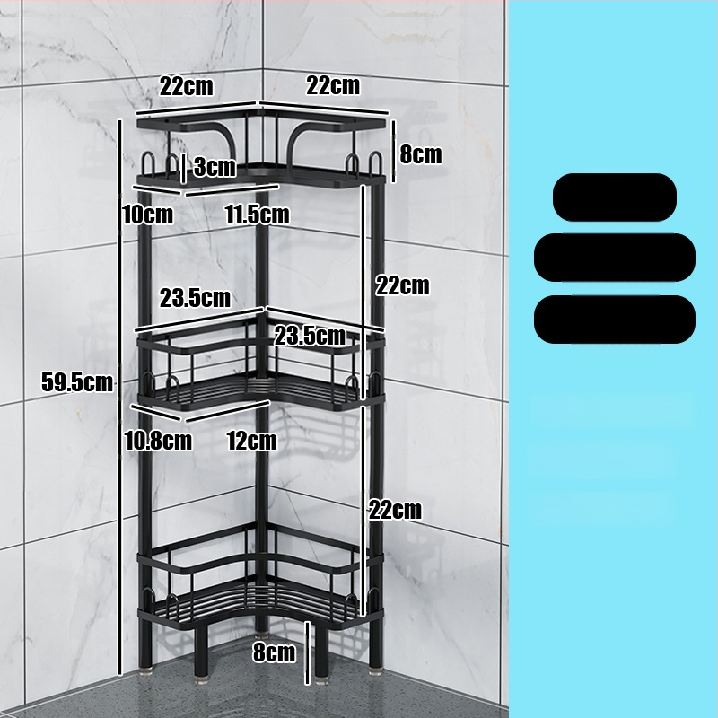Wo cube Raft din oțel inoxidabil pentru colțul băii, raft triunghiular în picioare cu 2 etaje, design modern minimalist, capacitate de încărcare ridicată