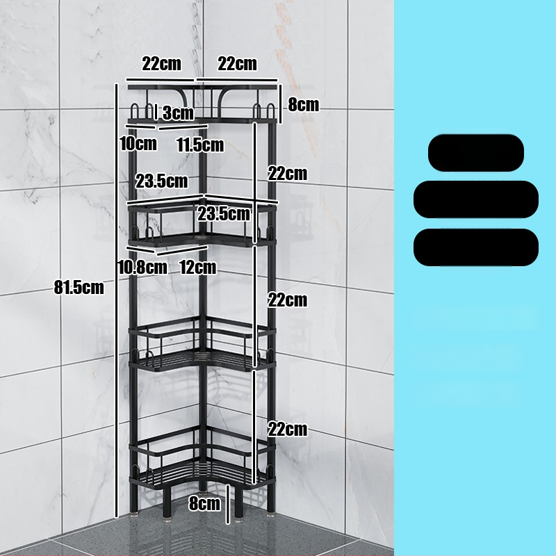 Wo cube Raft din oțel inoxidabil pentru colțul băii, raft triunghiular în picioare cu 2 etaje, design modern minimalist, capacitate de încărcare ridicată