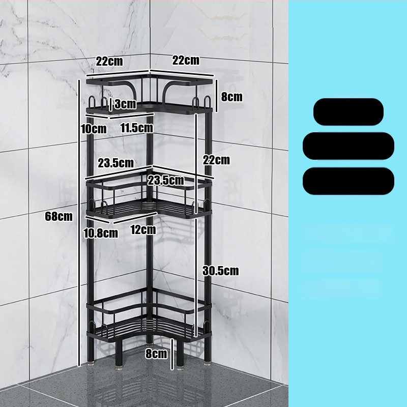 Wo cube Raft din oțel inoxidabil pentru colțul băii, raft triunghiular în picioare cu 2 etaje, design modern minimalist, capacitate de încărcare ridicată