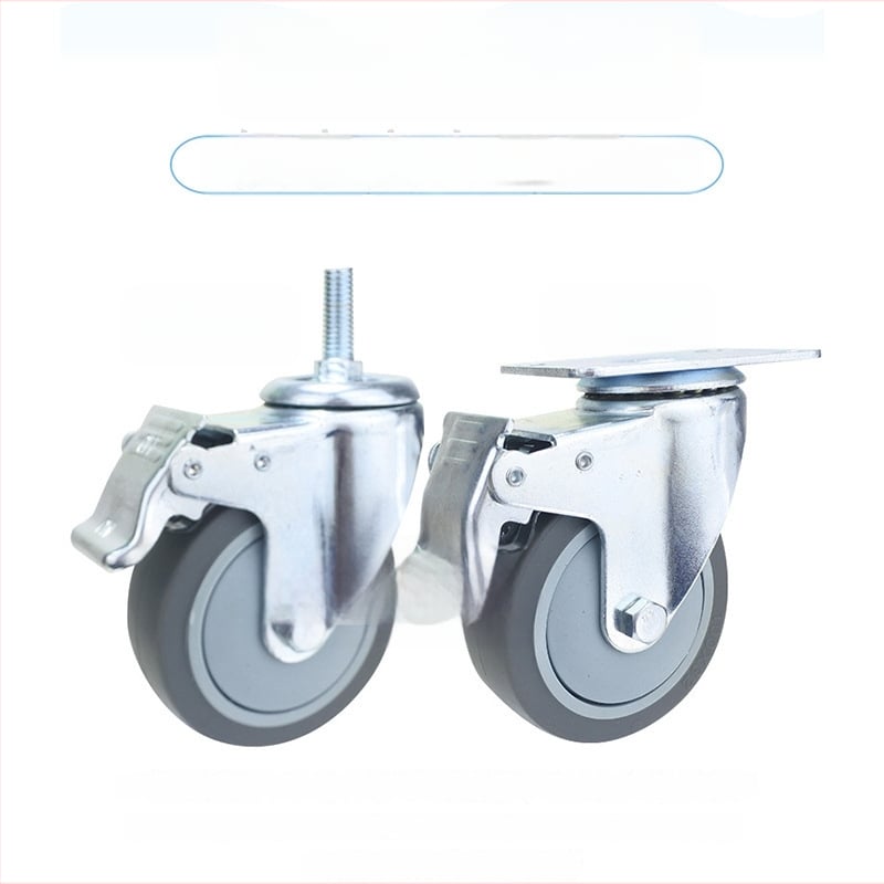 Universaalne ratas lameplaadiga, vaikne suunatud piduriga, TPR kumm