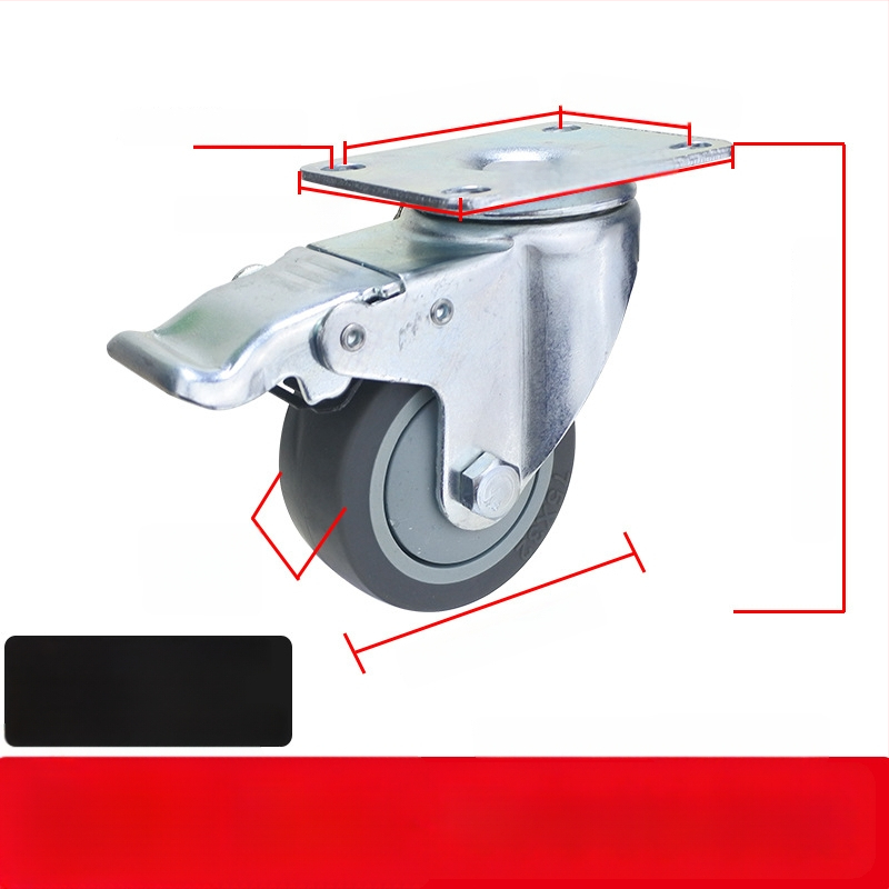 Universaalne ratas lameplaadiga, vaikne suunatud piduriga, TPR kumm