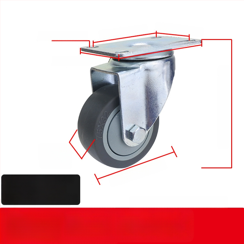 Universaalne ratas lameplaadiga, vaikne suunatud piduriga, TPR kumm