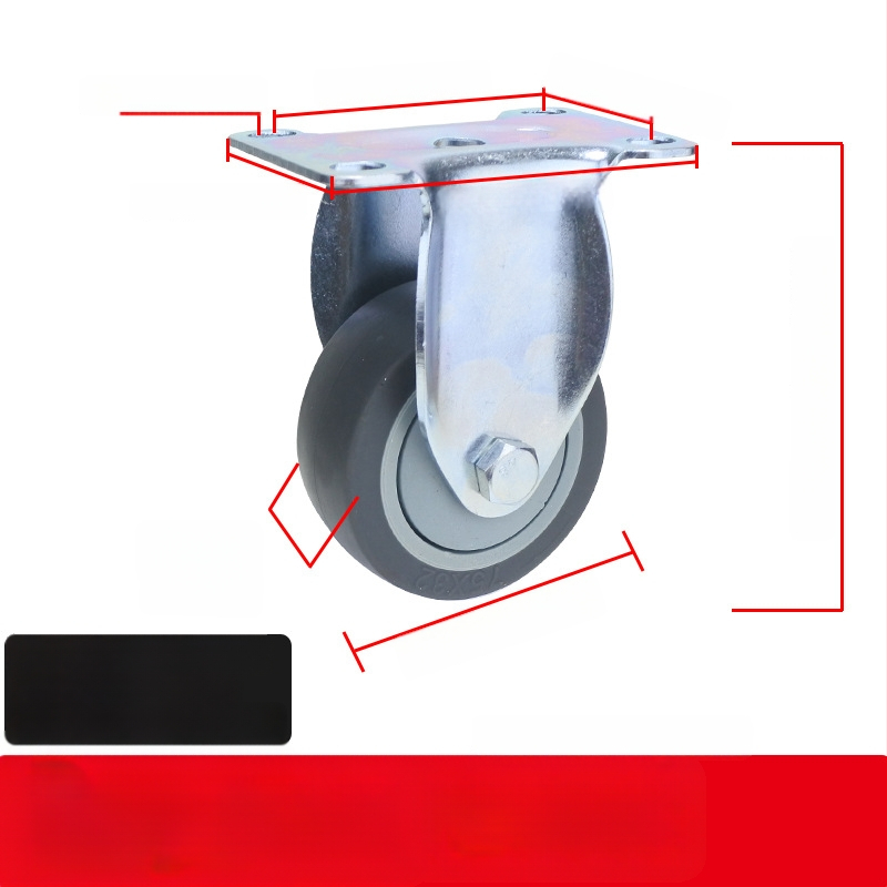 Universaalne ratas lameplaadiga, vaikne suunatud piduriga, TPR kumm