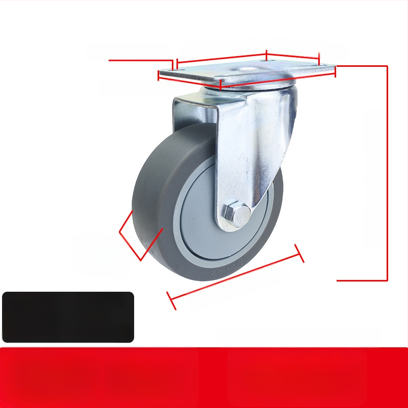 Universaalne ratas lameplaadiga, vaikne suunatud piduriga, TPR kumm