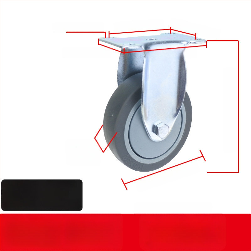 Universaalne ratas lameplaadiga, vaikne suunatud piduriga, TPR kumm