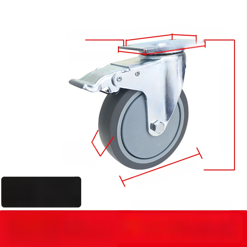 Universaalne ratas lameplaadiga, vaikne suunatud piduriga, TPR kumm