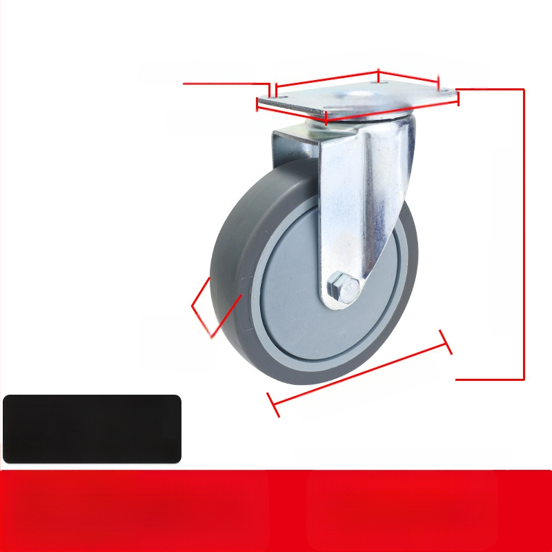 Universaalne ratas lameplaadiga, vaikne suunatud piduriga, TPR kumm