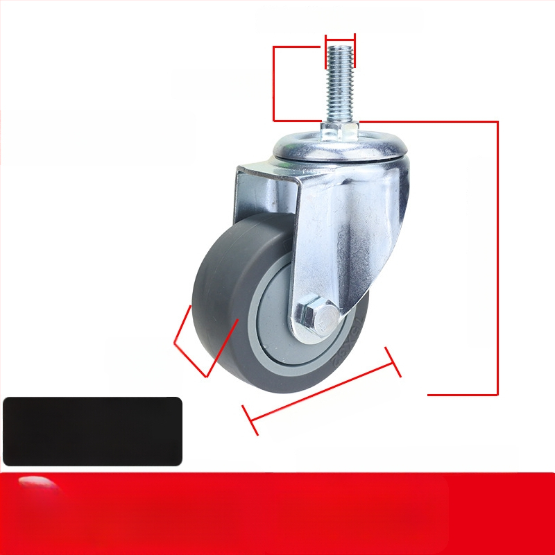 Universaalne ratas lameplaadiga, vaikne suunatud piduriga, TPR kumm