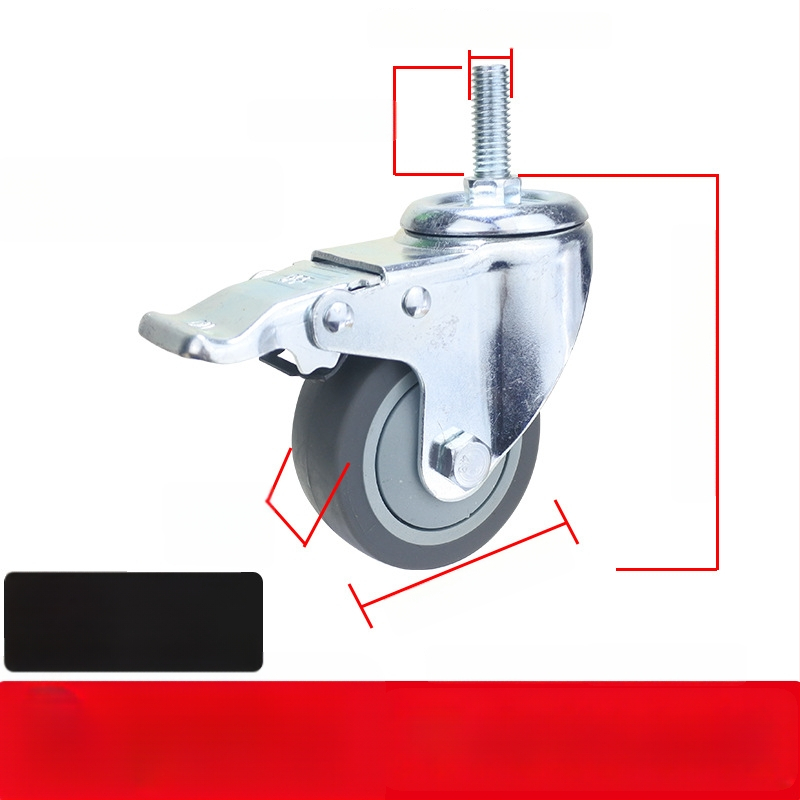 Universaalne ratas lameplaadiga, vaikne suunatud piduriga, TPR kumm