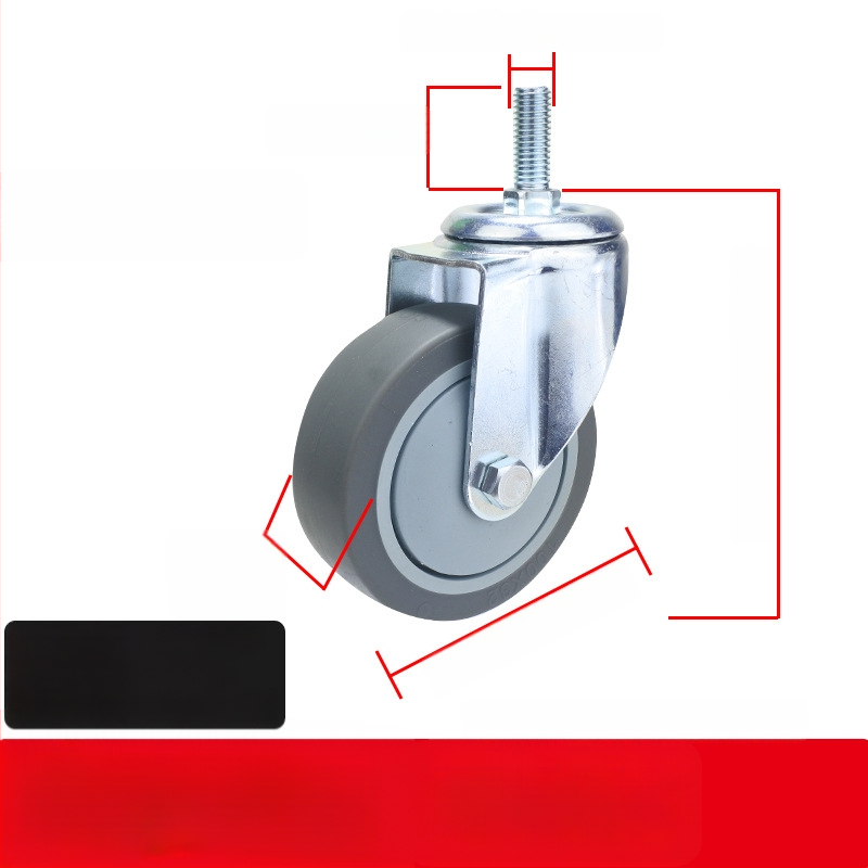 Universaalne ratas lameplaadiga, vaikne suunatud piduriga, TPR kumm