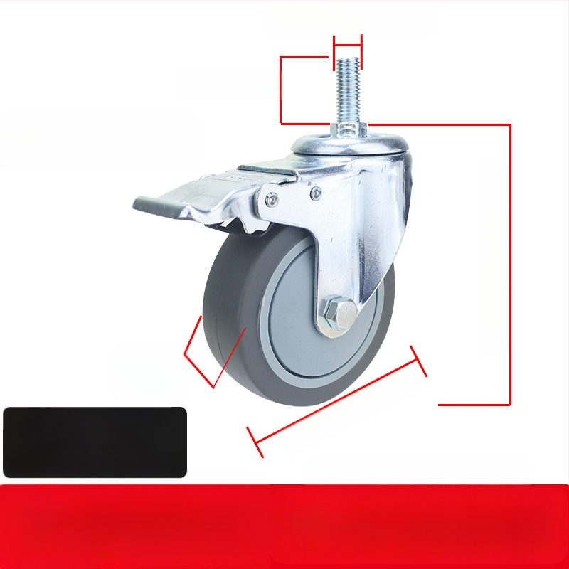 Universaalne ratas lameplaadiga, vaikne suunatud piduriga, TPR kumm