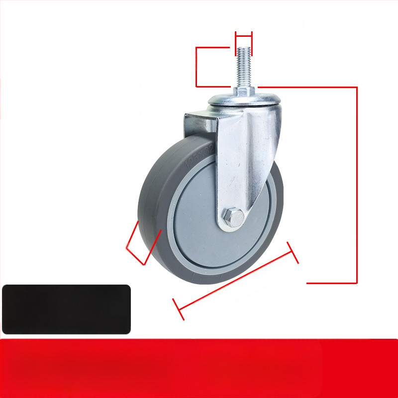 Universaalne ratas lameplaadiga, vaikne suunatud piduriga, TPR kumm