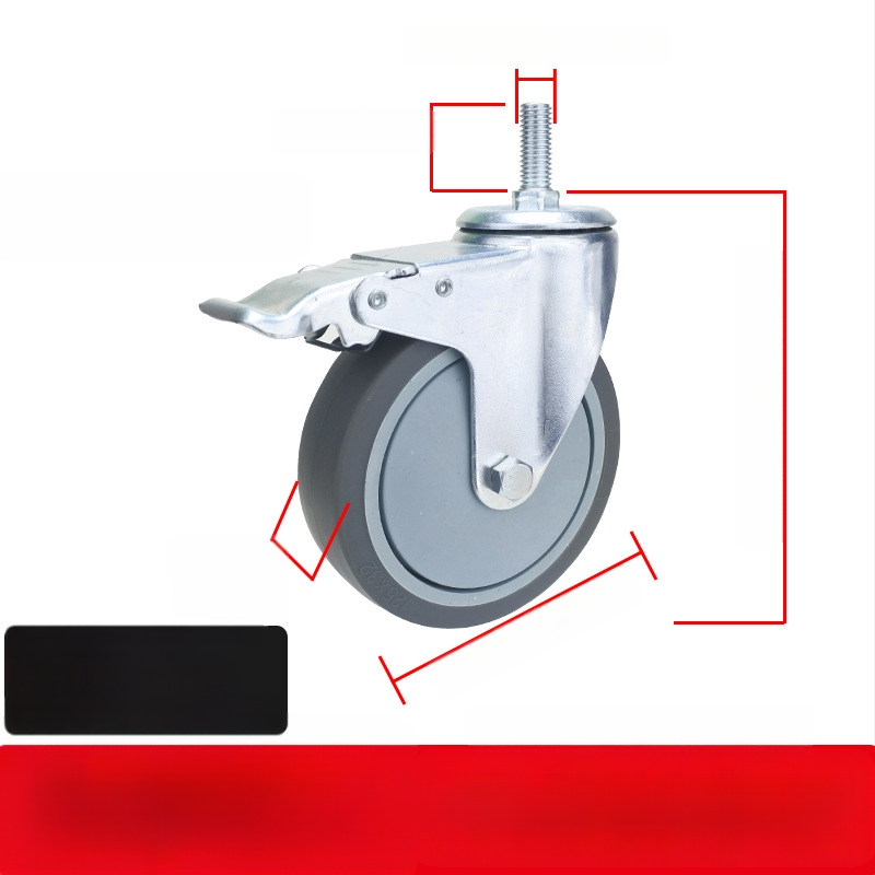 Universaalne ratas lameplaadiga, vaikne suunatud piduriga, TPR kumm