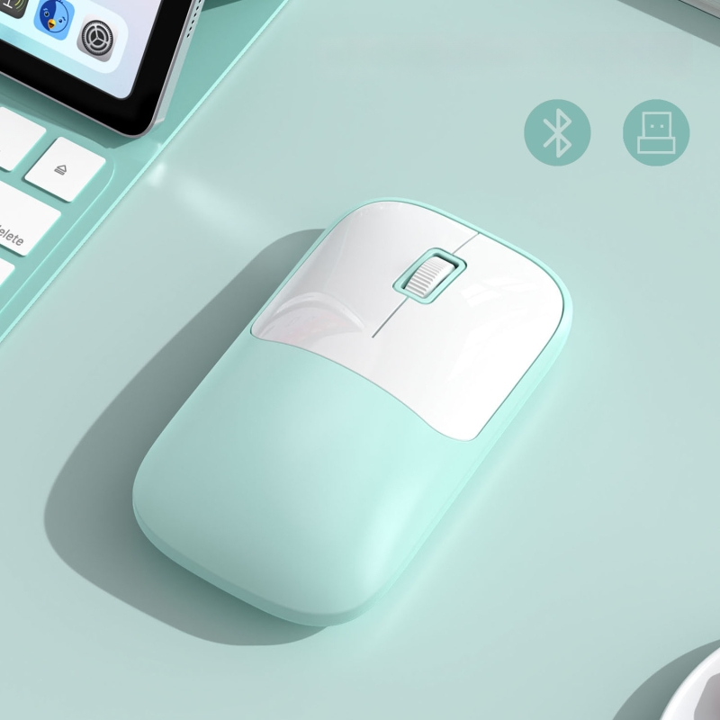 Ασύρματο ποντίκι για υπολογιστή με 2.4G+Bluetooth συνδεσιμότητα, 1600 DPI, USB διεπαφή, εργονομικός σχεδιασμός, εμβέλεια 10 μ