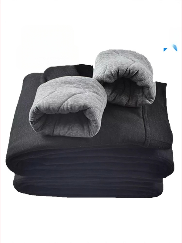 Мъжки панталони с висока талия, пълнеж от копринено-памучна смес, свободна кройка, памучно-смесена материя, за зима