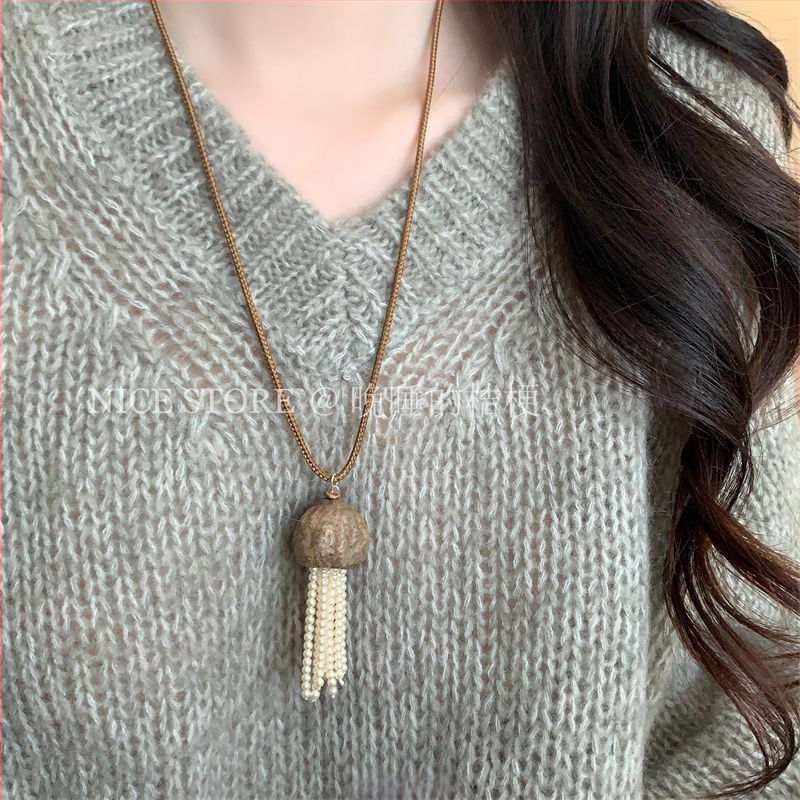 Дълго колие от цинкова сплав за жени, зодиакален знак, корейски стил, есенно издание 2025