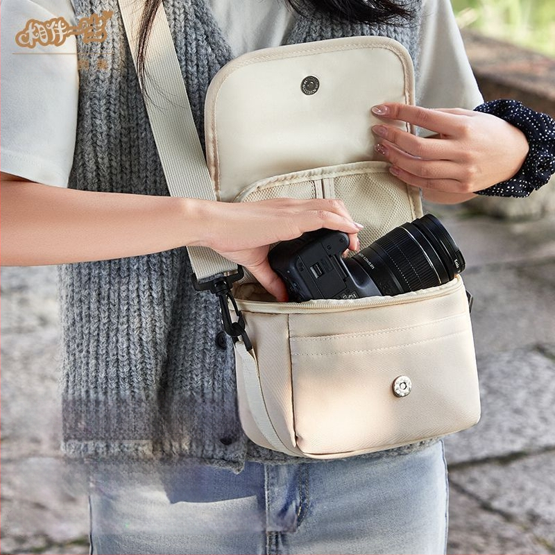 PU bőrű kameratáska tükör nélküli kamerákhoz, vállon átvethető, kézitáska stílus, otthoni tárolás, 2025 tavasz megjelenés