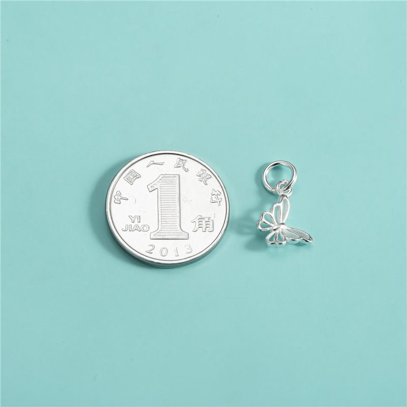 Μενταγιόν πεταλούδας από 925 ασήμι για DIY βραχιόλι – απλή ασημένια επιφάνεια με κρύσταλλα και μαργαριάρια