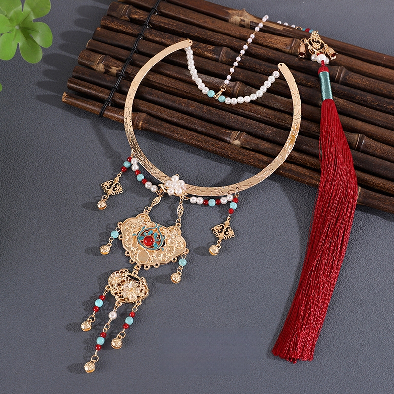 Колие с яка от сплав, геометричен дизайн, етно стил, верига с топчета, Есен 2025 издание