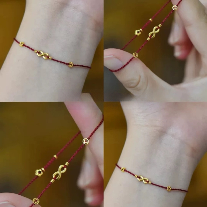 Vasksegust lukuga käevõru, käsitsi kootud köis, Möbiuse sõlme inspireeritud retro naiste ehtekäevõru, kevad 2025, segu materjalid