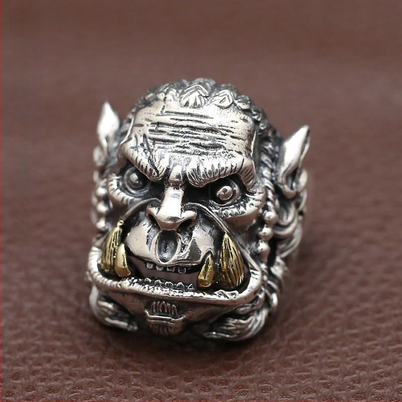 Meeste Warcraft sõrm Thai hõbedast, ilma sissepanekuteta