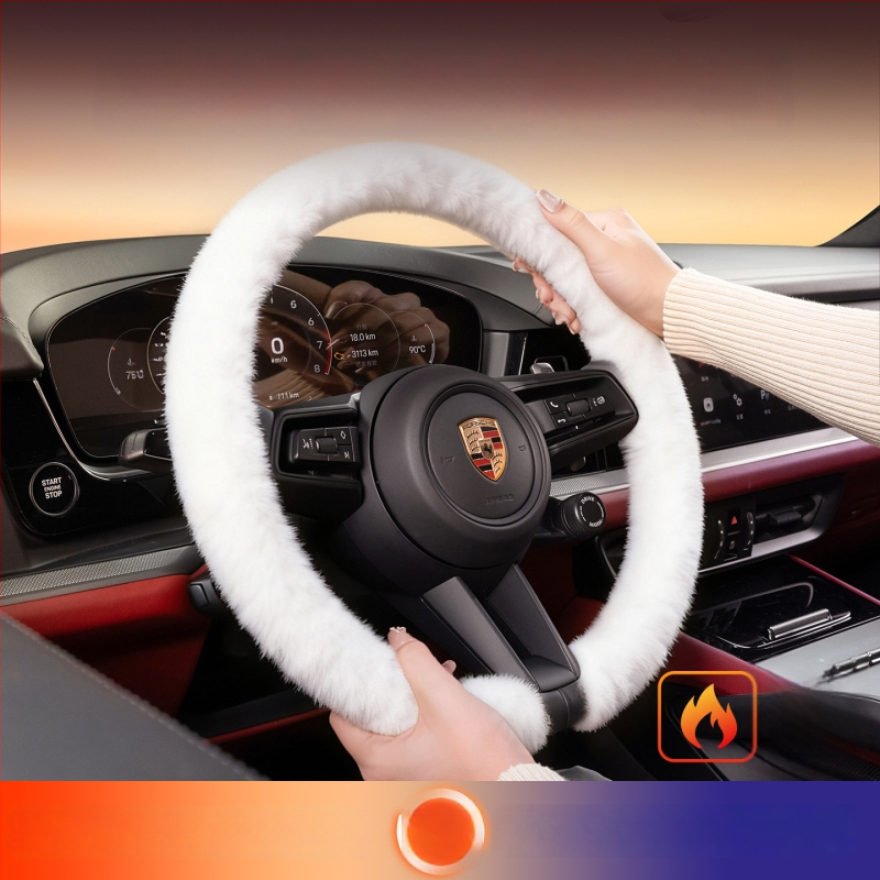 Husă de volan din velur, Cool Car Jun, potrivită pentru toate anotimpurile, compatibilă cu majoritatea volanelor, instalare universală