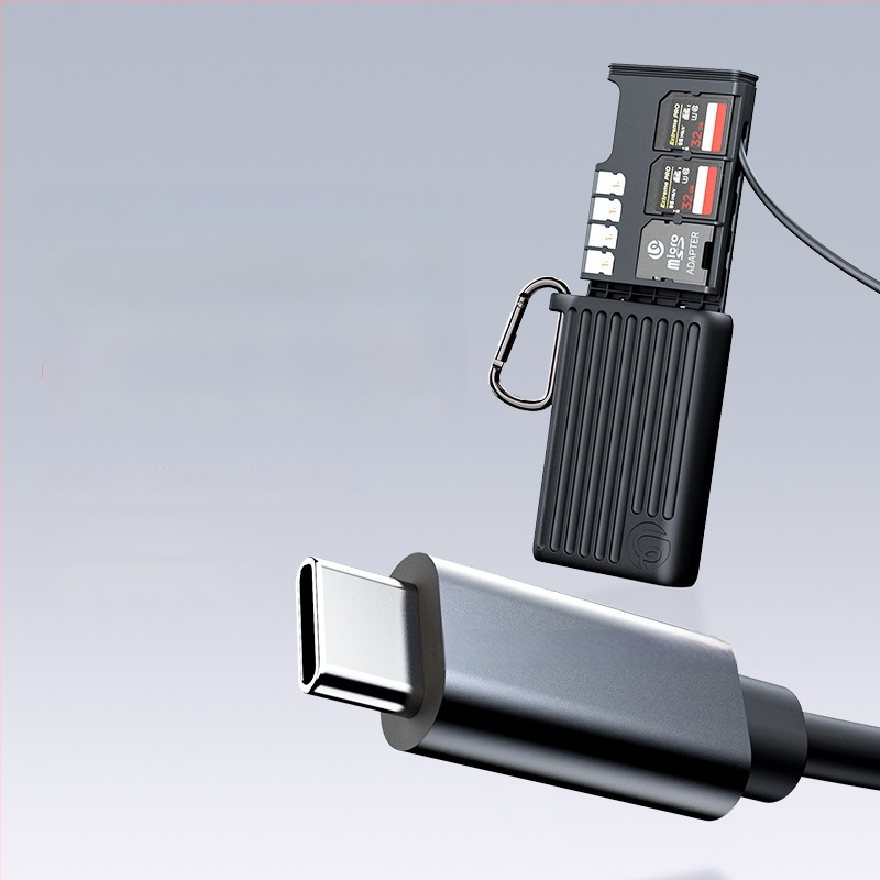 SD-kártya tok X055/X056 — USB-C, USB 3.2 Gen 2, Beépített, Anyag: fém/szilikon