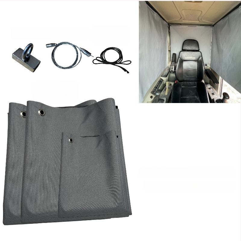 Ekskavaatori kabiini päikesekaitse - alumiiniumfoolium, riputatav, magnetiline kinnitus, universaalne ühilduvus