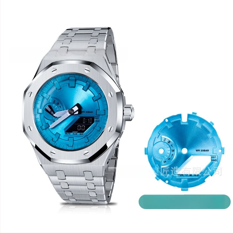 Kit de modificare a cadranului metal GA2100, cu model de soare și finisaj mat șlefuit