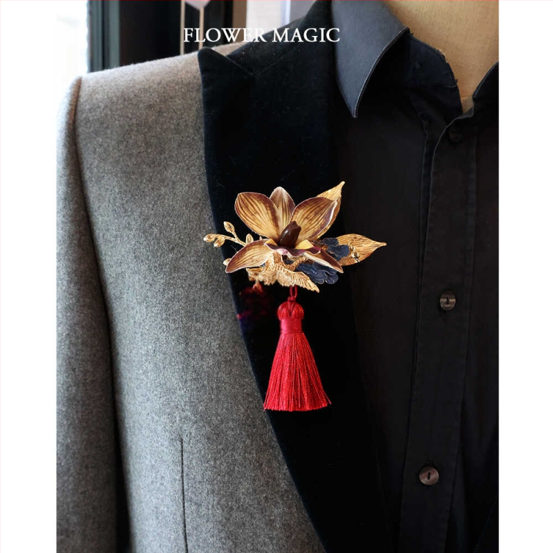 Kézzel készített Phalaenopsis koszorú – klasszikus kínai stílus, dupla boldogság motívummal az esküvőre